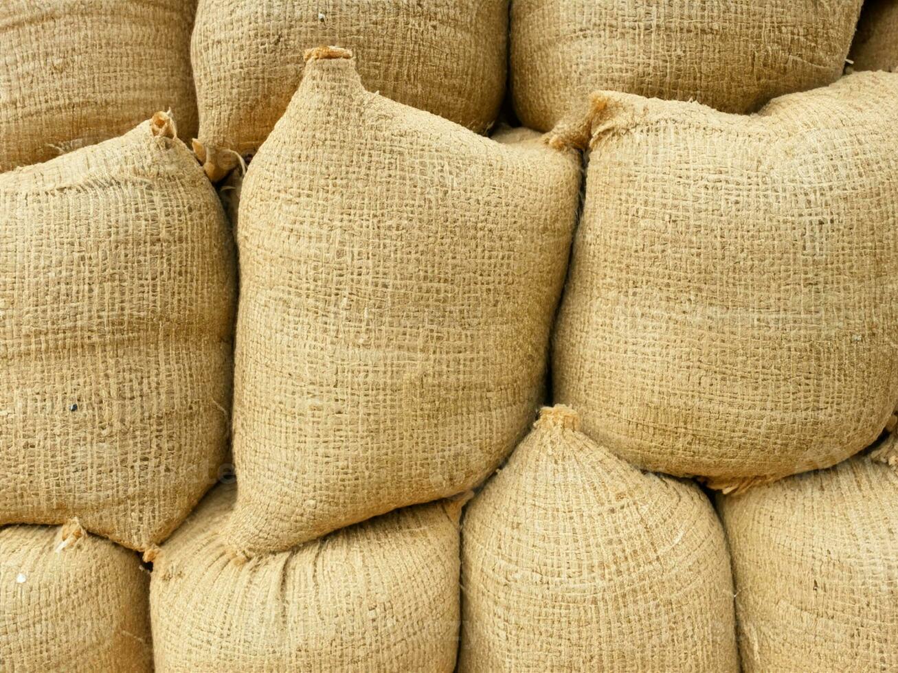 close up sack of coffee beans photo