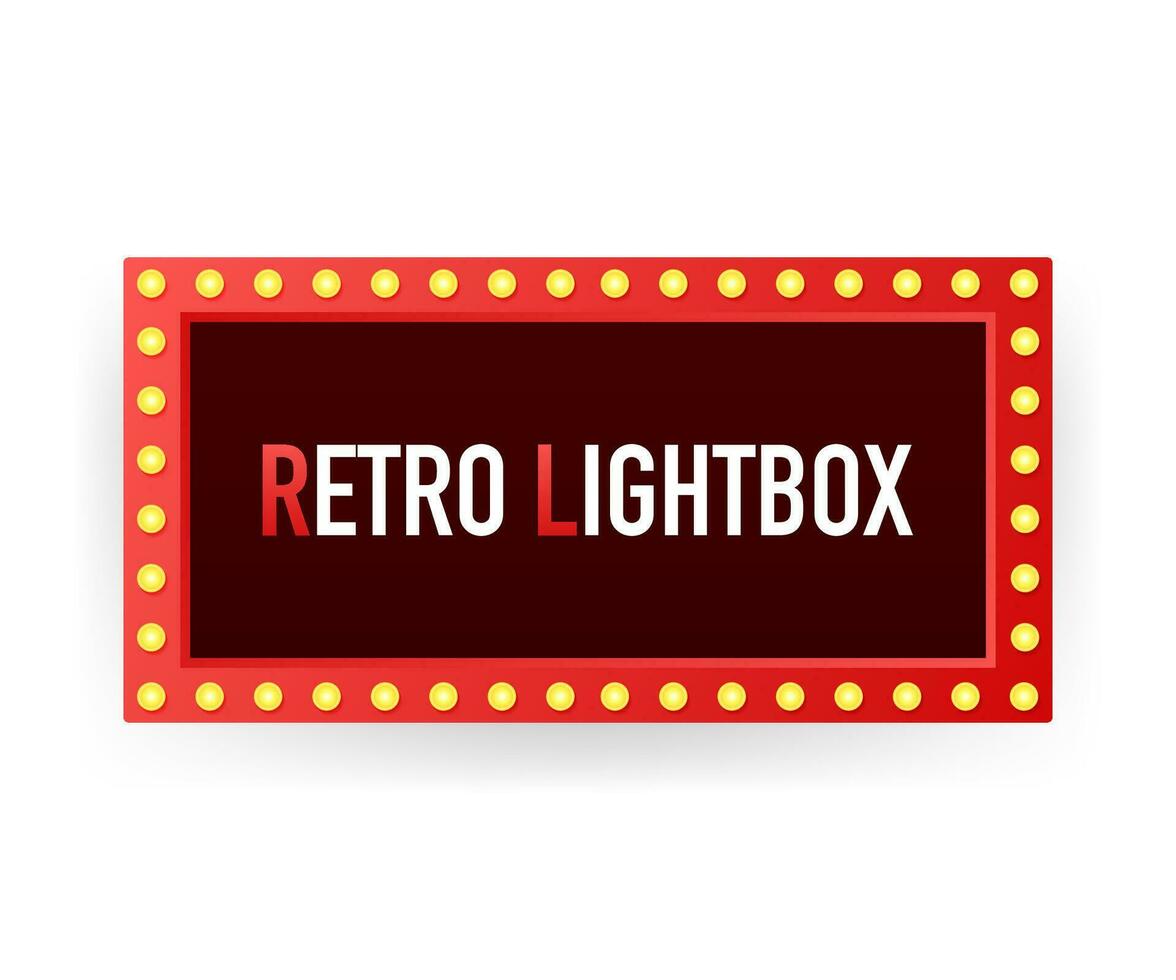 Retro lightbox billboard vintage frame. Lightbox with customizable design. Classic banner for your projects or advertising. Vector stock illustration.