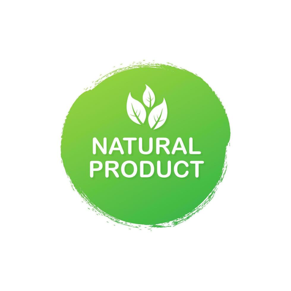 Natural product. Healthy food labels with lettering. Vegan food stickers. Organic food badge. Lettering Natural. Vector illustration.