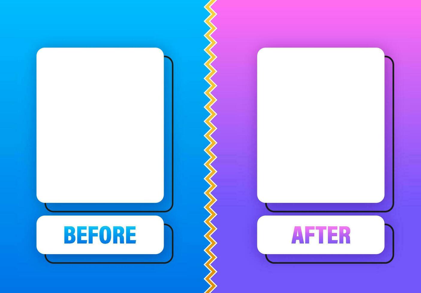 Colorful before and after frames. Vector illustration. Vector template. Design template