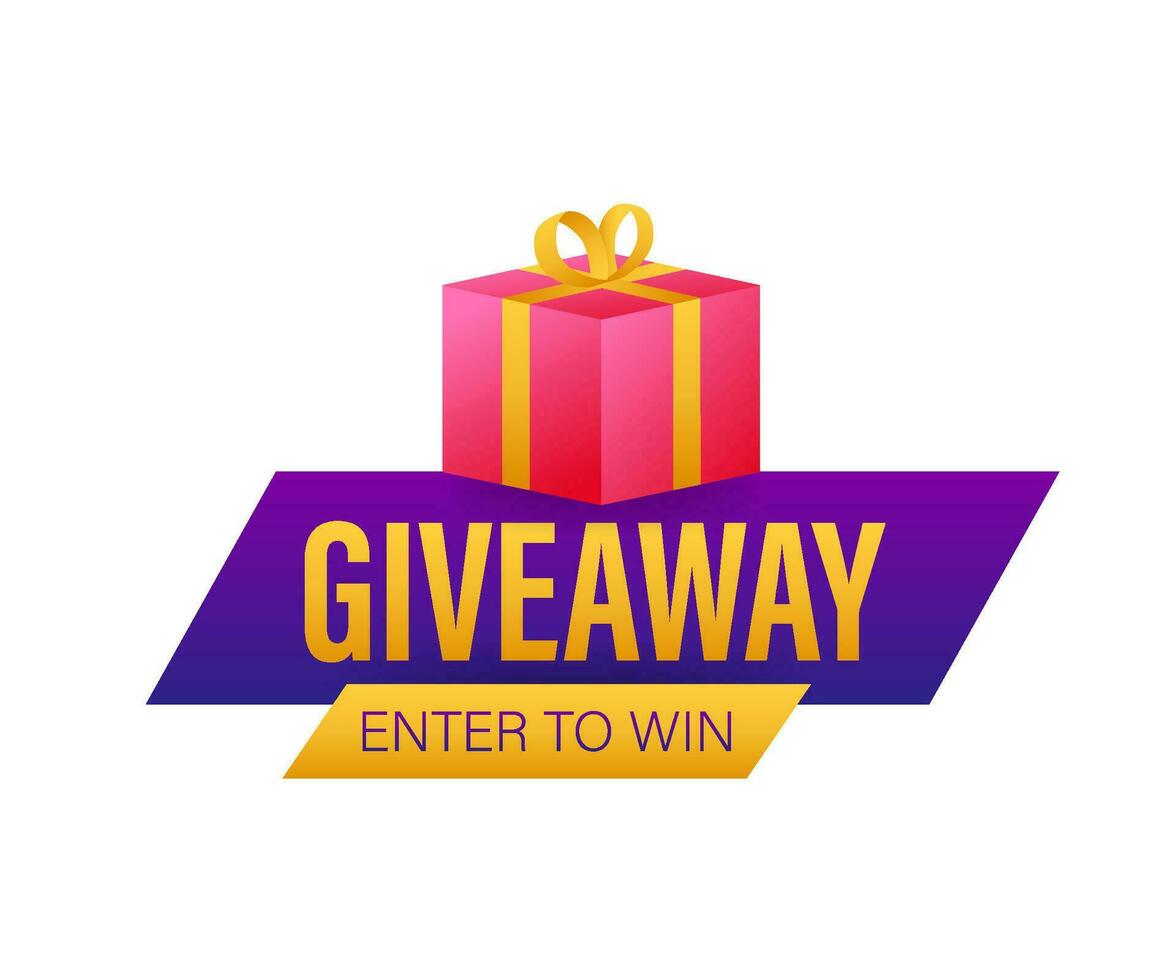 Gift box icon design template. Giveaway. Typography design. Post box. Winner banner. Vector stock illustration