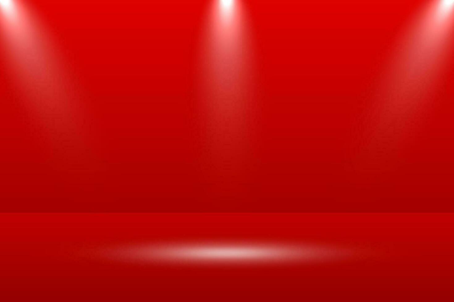 Empty vivid red color studio table room background. Banner for advertise product on website. Vector illustration.
