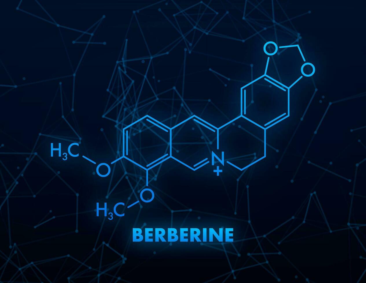 Berberine concept chemical formula icon label, text font vector illustration.