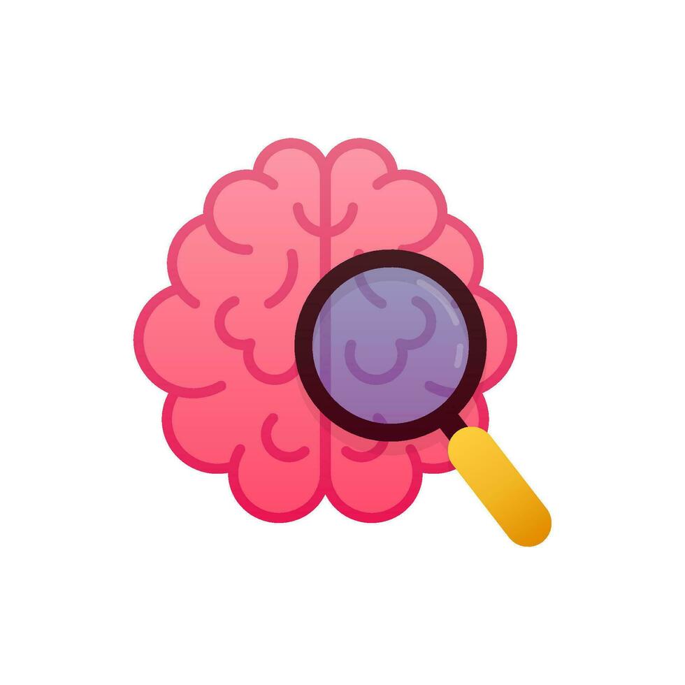 Flat icon with brain examination for concept design. Vector icon. Mental health concept. Vector design