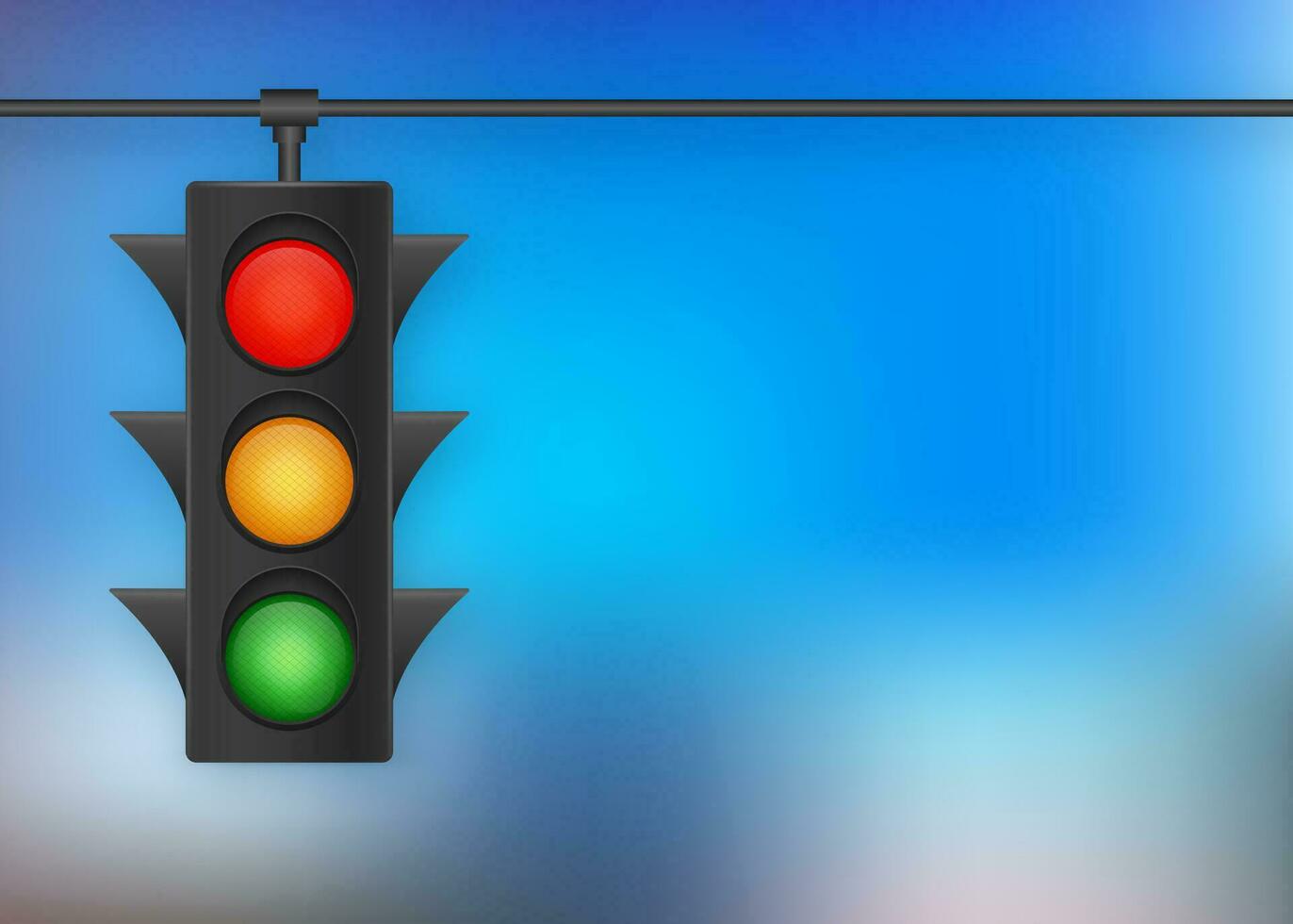 Traffic lights banner on blue background. Vector stock illustration