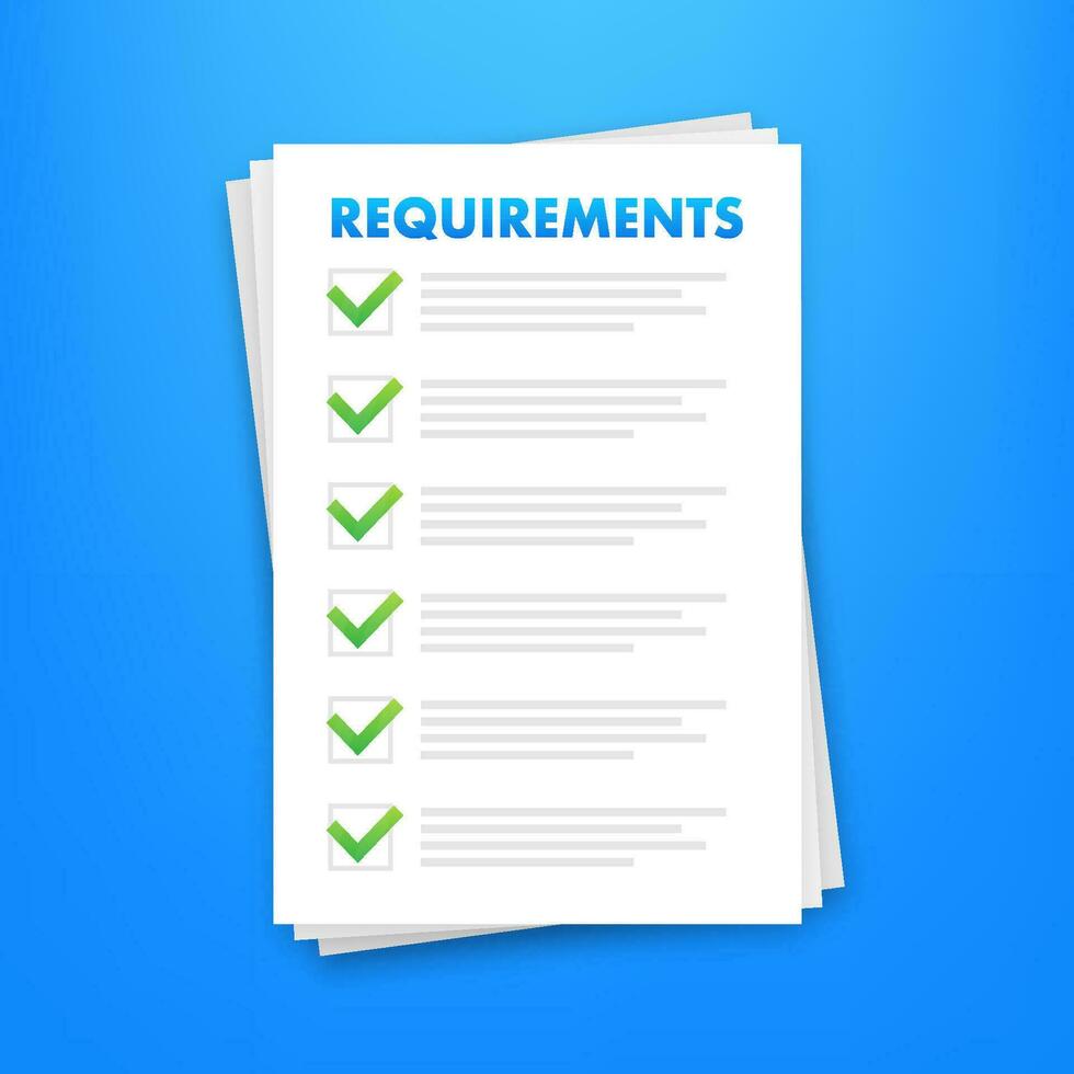 Requirements specifications document. Describing user task in document. Vector stock illustration