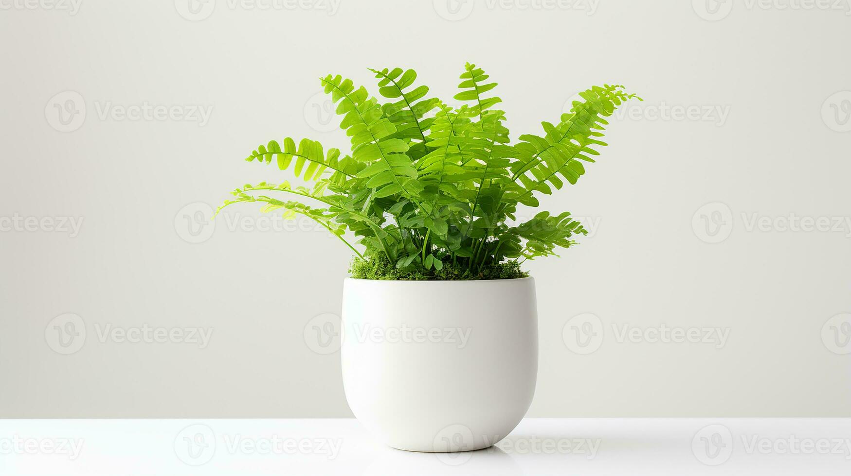 Photo of Maidenhair Fern flower in pot isolated on white background. Generative AI