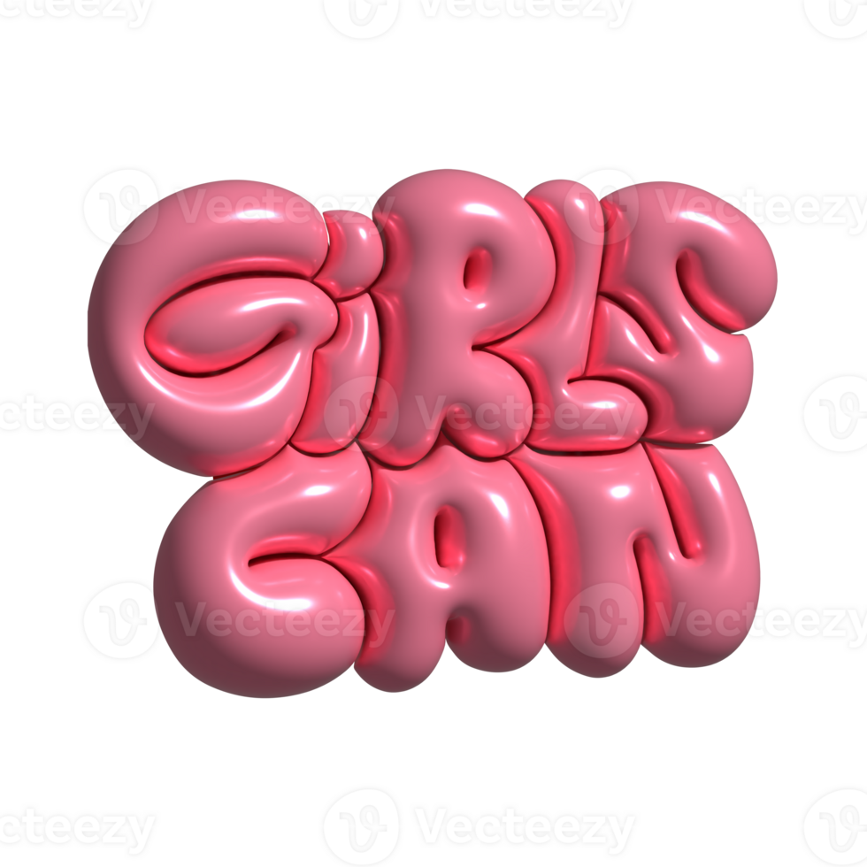 Girls can 3d rendering inscription. Hand drawn vintage lettering sticker. Perfect design for