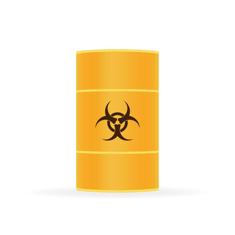 Barrels of biohazard waste, Radioactive waste on white background. Vector illustration.