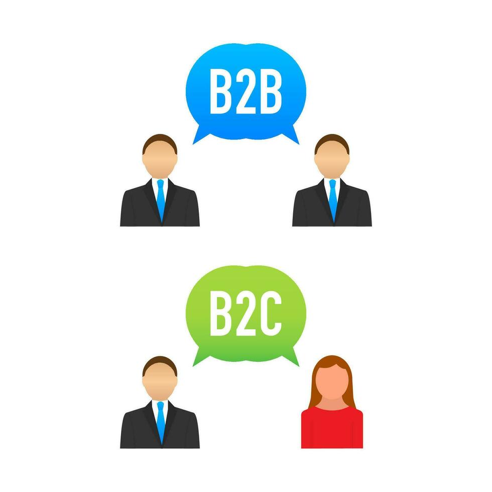 B2B and B2C icon, business to business concept and business to client. Vector stock illustration