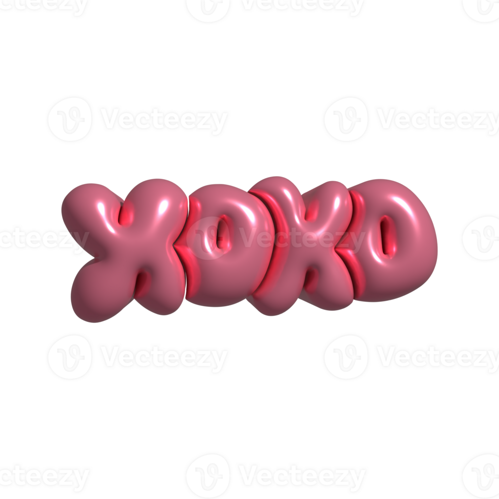 xoxo - - 3d Rendern Jahrgang Comic Stil cool mädchenhaft Aufkleber. Blase Beschriftung Etikett. Humor Pop Ballon Illustration. Raster png