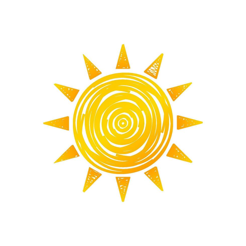 Funny vector doodle suns. Hand drawn sun. Vector stock illustration