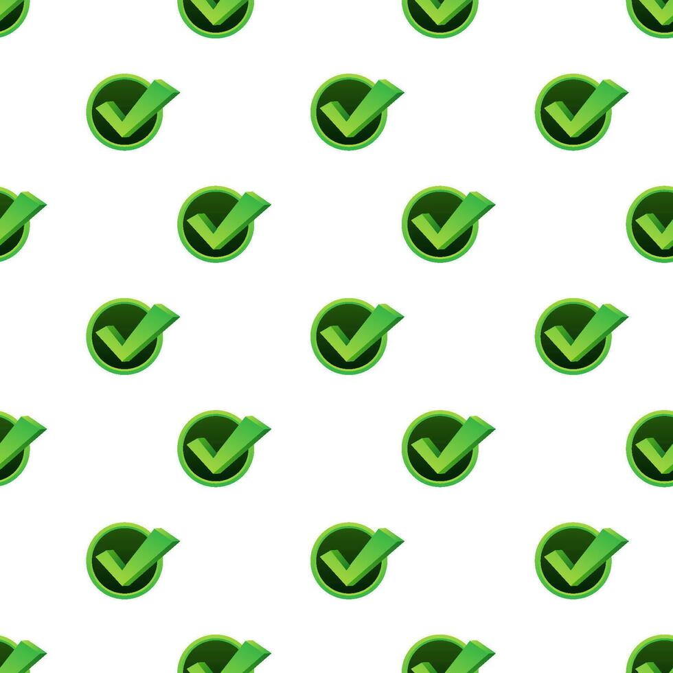 Checkmark. Green approved pattern on white background. Vector stock illustration