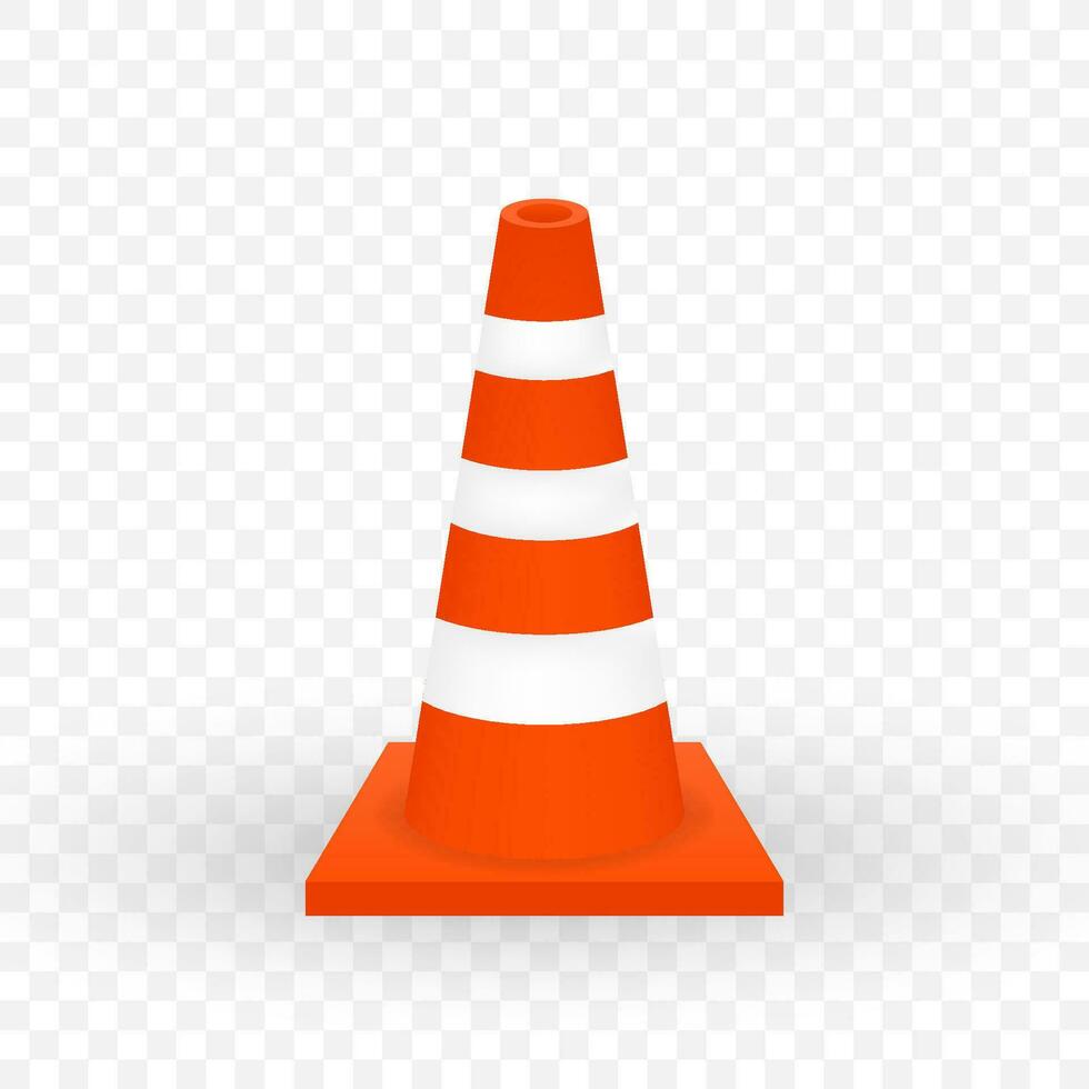 Under construction barrier. Realistic traffic cone. Vector illustration.