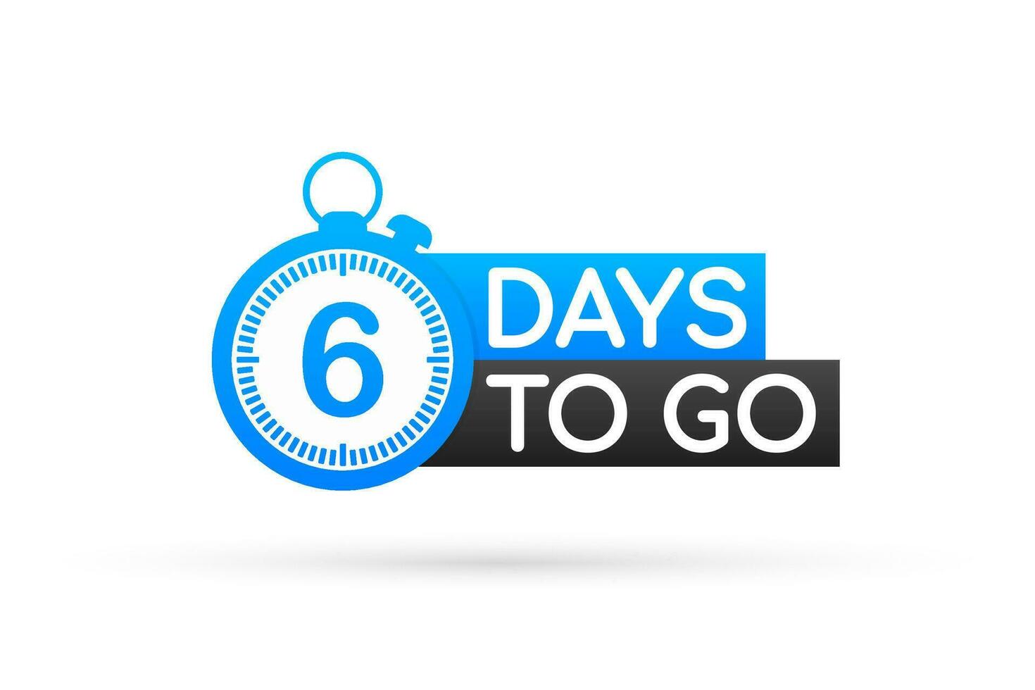 Six days to go. Flat icon. Vector typographic design. Vector stock illustration