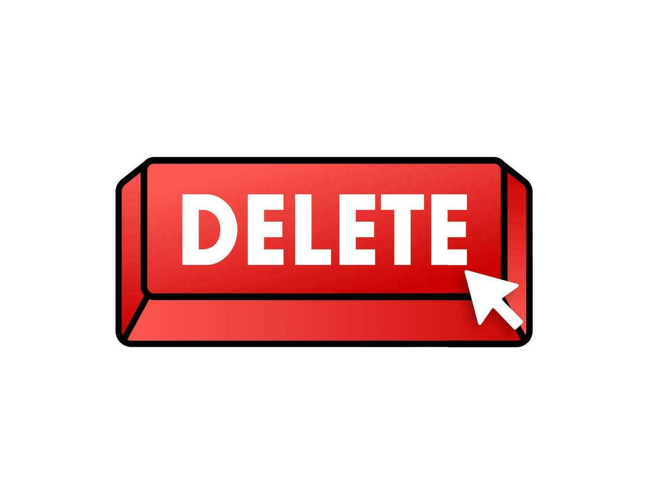 Delete button and Cursor Clicks. Trash can. Vector stock illustration