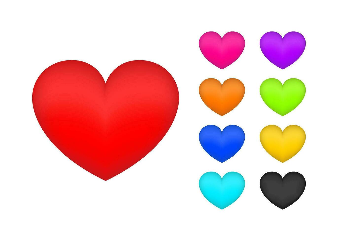 Doodle red heart. Love symbol. Heart icon set. Vector stock illustration
