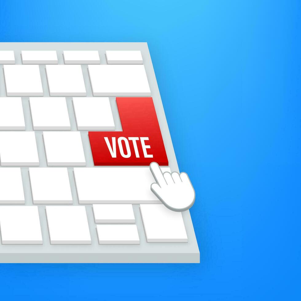 Vote button on keaboard. Hand click icon. Finger click icon. Vector stock illustration