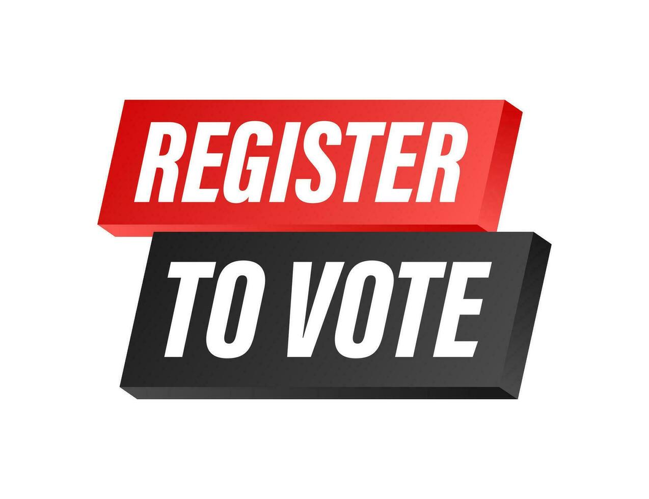Register to vote written on blue label. Advertising sign. Vector stock illustration