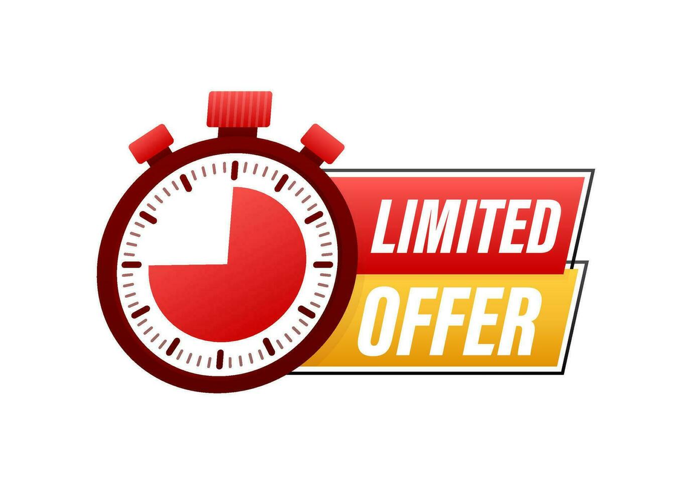 Limited Offer Labels. Alarm clock countdown logo. Limited time offer badge. Vector illustration