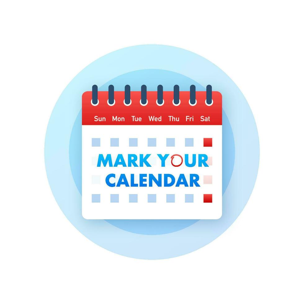 Mark your calendar for landing page design. Calendar reminder. Check mark icon. vector