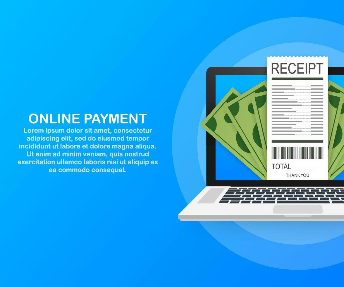 vector concepto de recibo, en línea pago, dinero transferir, móvil billetera. vector ilustración.
