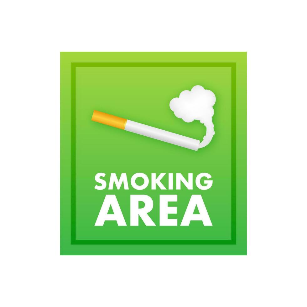 Icon with green smoking area on white background. Banner with green smoking area on white background. vector