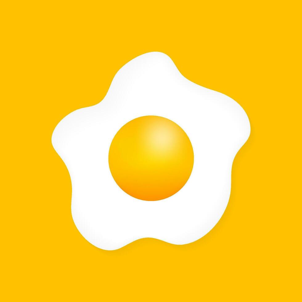 Fried egg isolated on yellow background. Fried egg flat icon vector