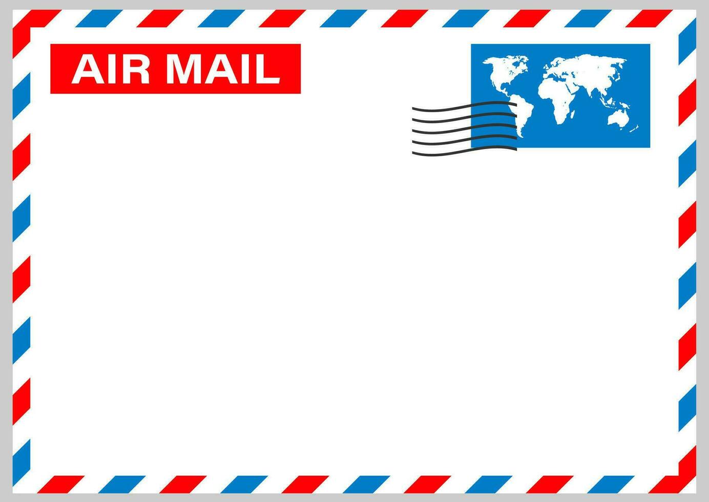 aire correo sobre con postal sello aislado en blanco antecedentes. vector ilustración.