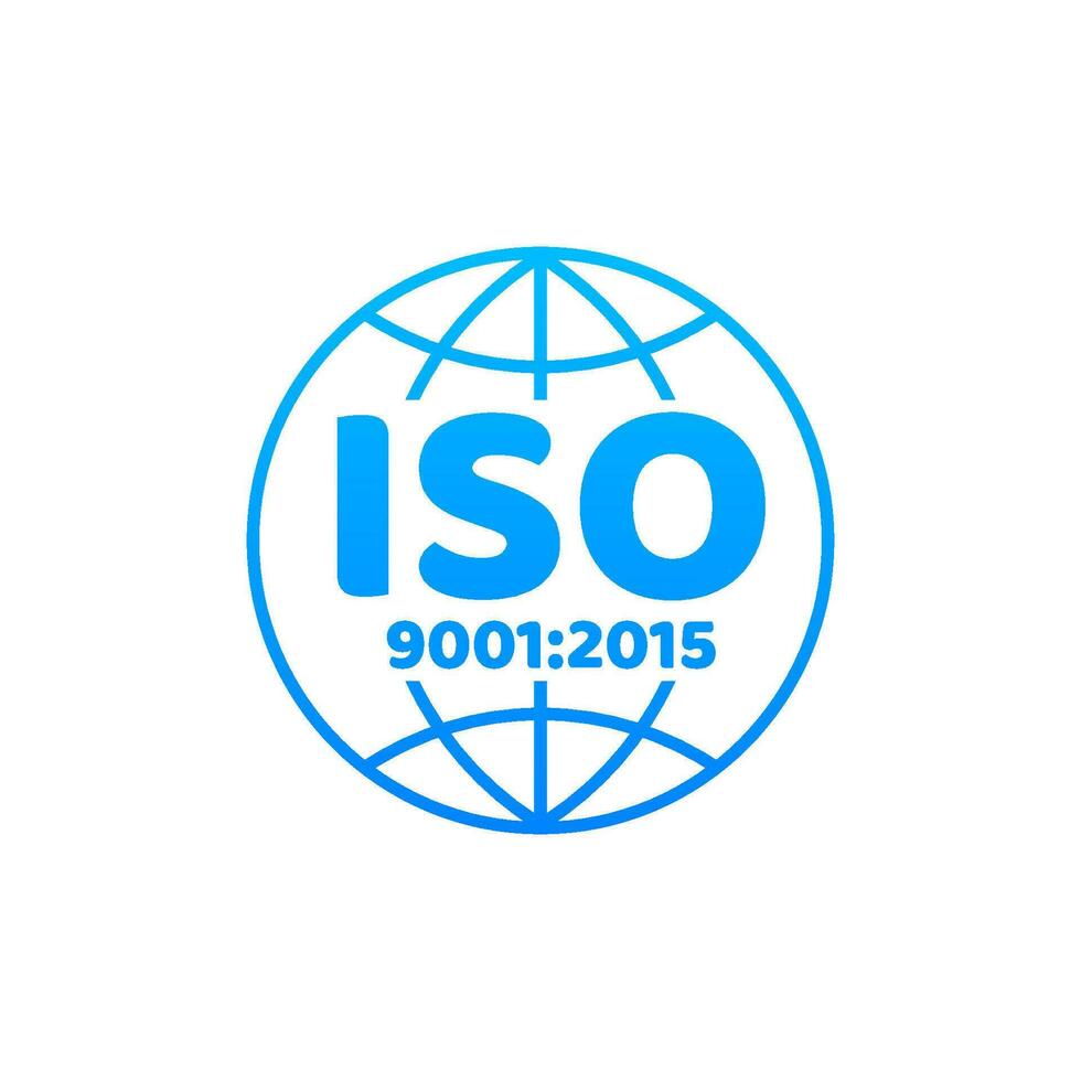 ISO 9001 Certified badge, icon. Certification stamp. Flat design vector