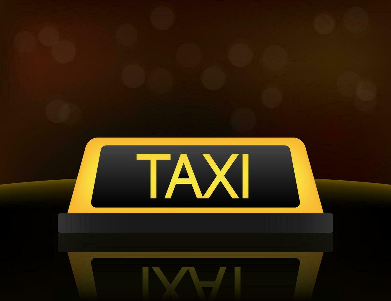 Yellow taxi car roof sign at night. Vector stock illustration
