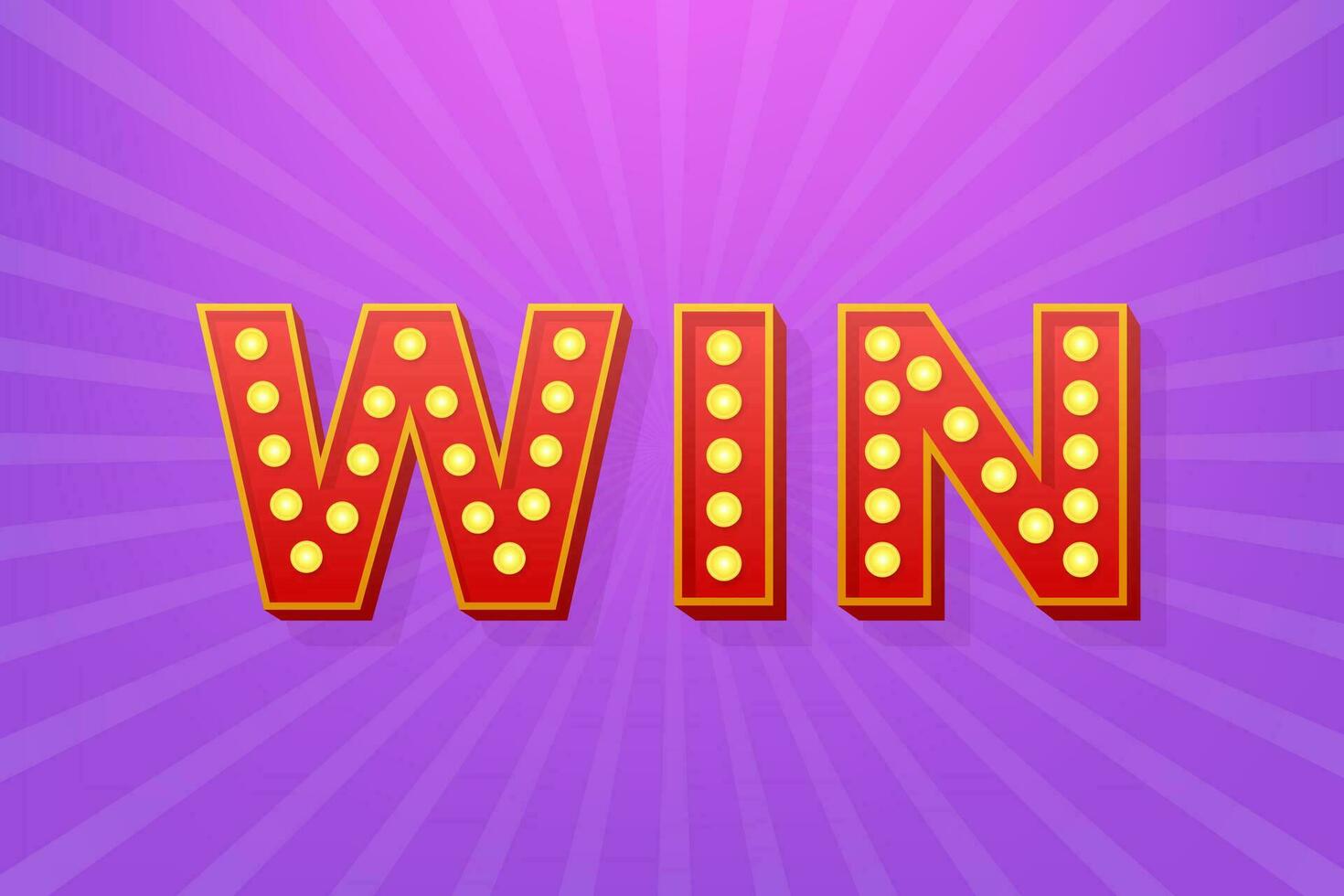 Retro light text win. Retro light bulb. Vector stock illustration
