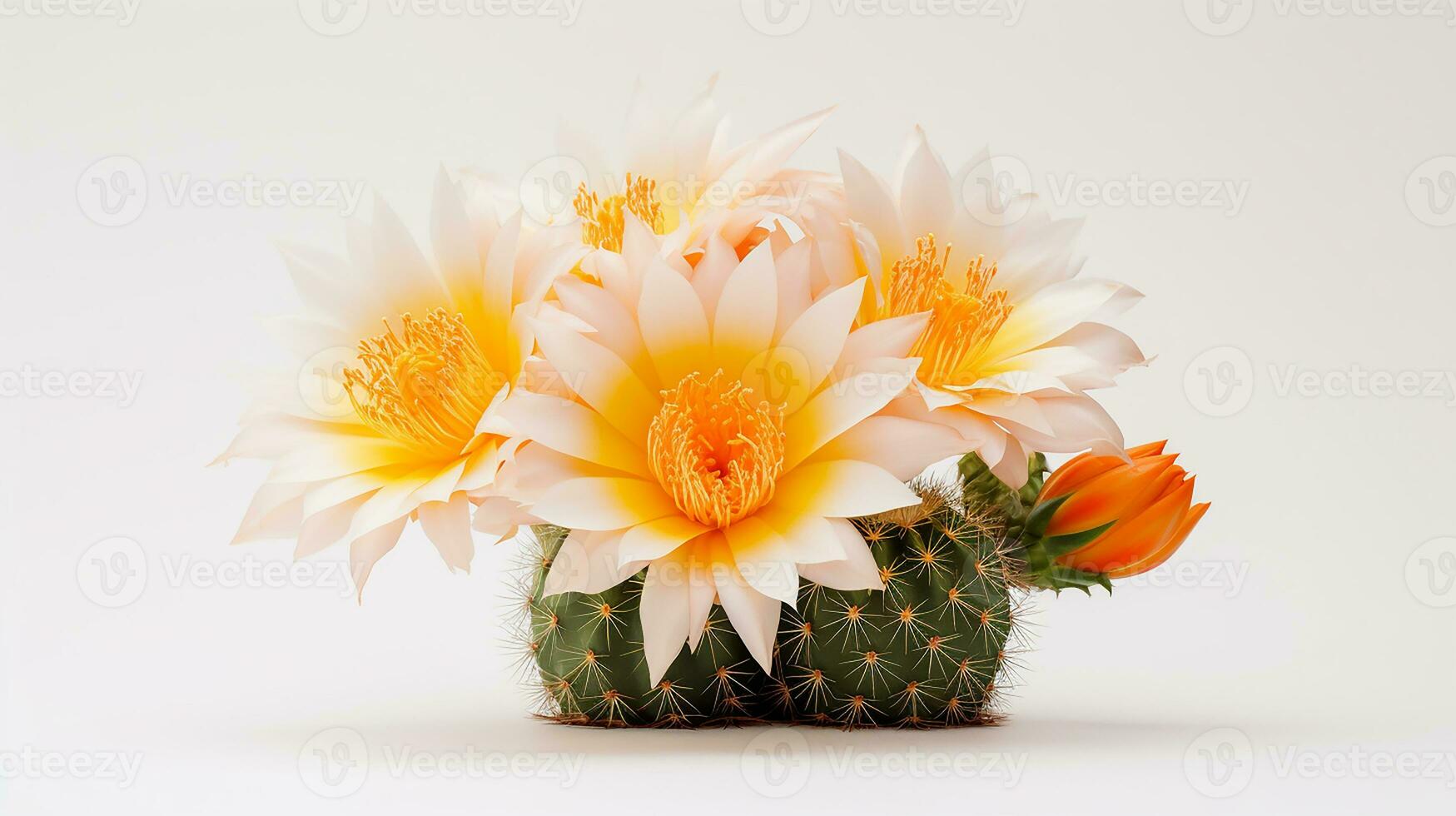 Photo of beautiful Cactus flower isolated on white background. Generative AI