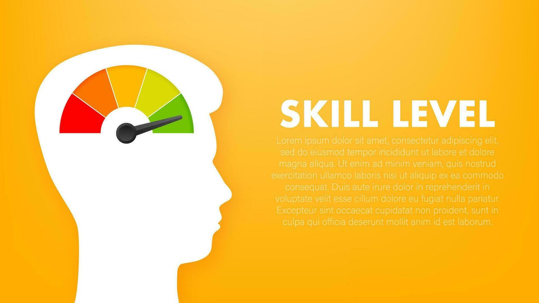 Skill levels growth, meter indicator. Skills enhancement. Vector stock illustration