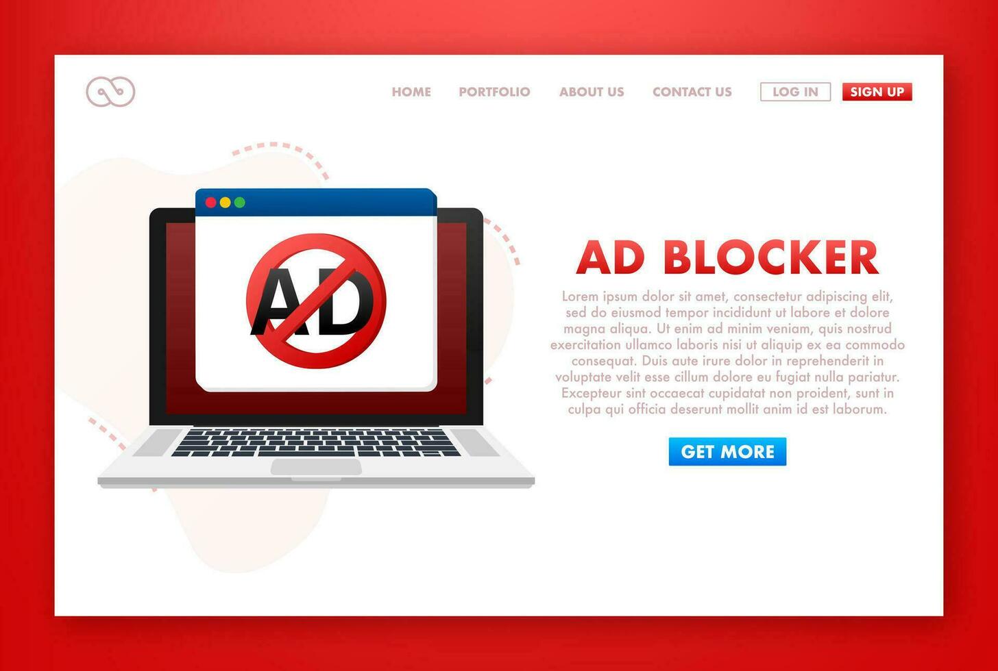 No ads for promotion design. Vector logo. Banner for concept design. Sale vector illustration. Internet technology. Internet advertisement.