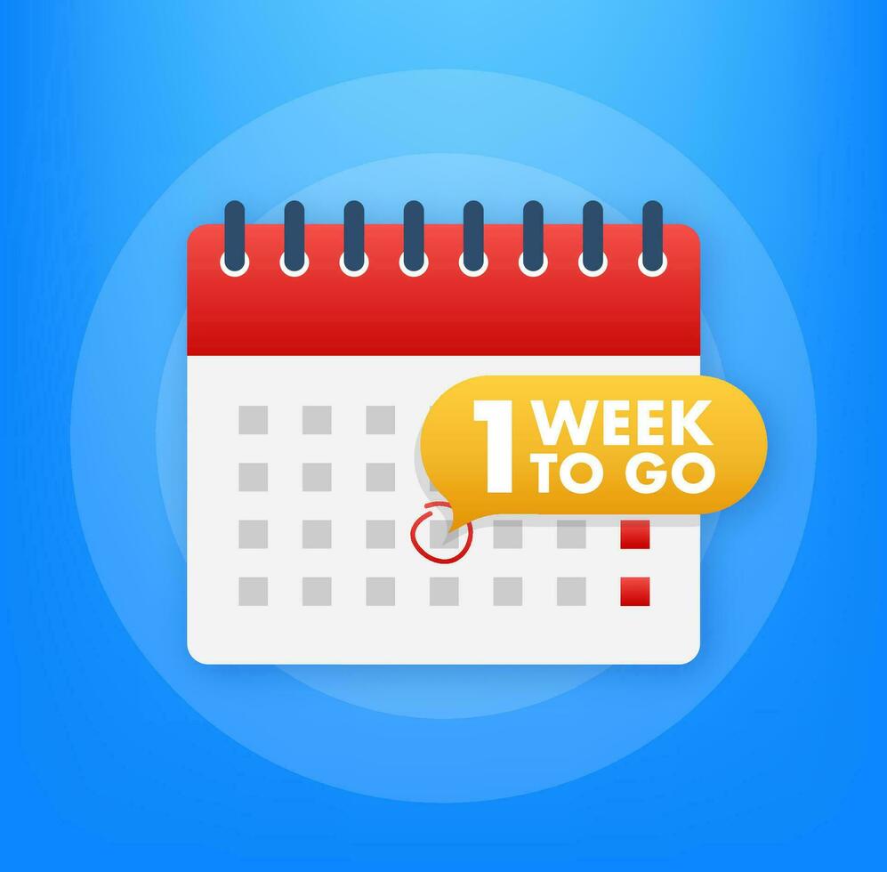 One week to go offer. Calendar icon. Vector stock illustration