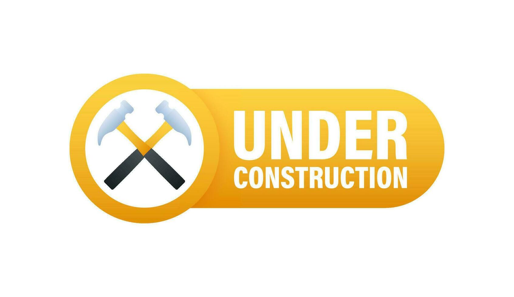 Under construction label. Border stripe web. Vector illustration