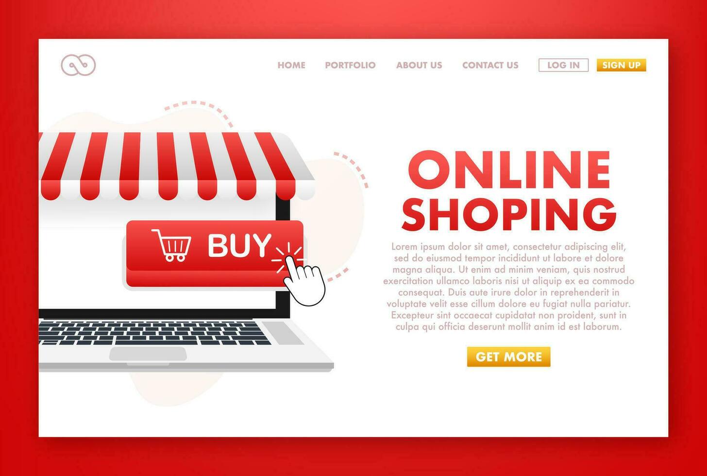 Shopping Online on Website. Online store, shop concept on laptop screen. Vector illustration.