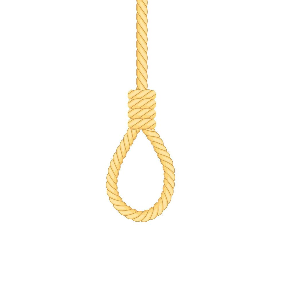 Gallows Rope loop hanging isolated on white background. Vector stock illustration.