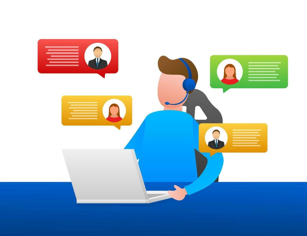 Customer service. Call center landing page. Online support center, assistance. Vector stock illustration