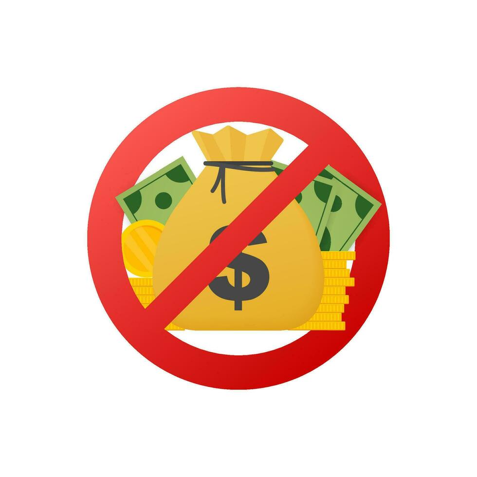 Abstract icon with red no money for paper design. Vector illustration