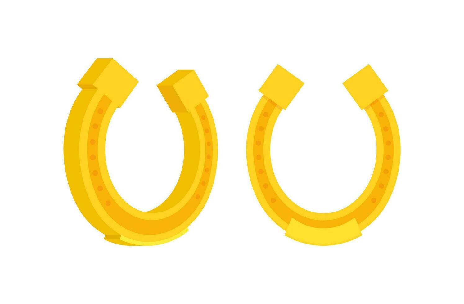 Golden horseshoe icon. Good luck sign. Vector stock illustration