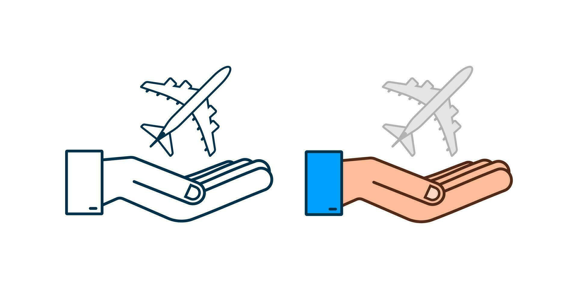 Airplane hand icon, great design for any purposes. Hand drawn paper airplane. Continuous line drawing. Vector icon.