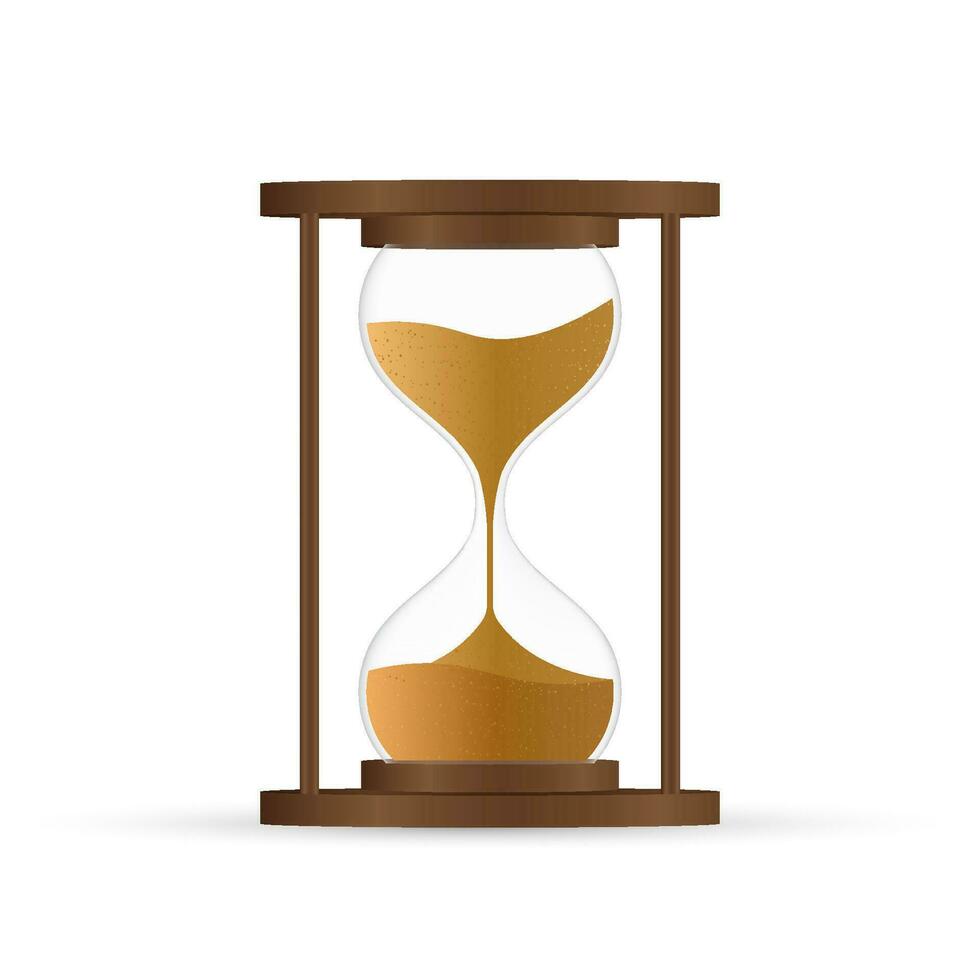 hourglass. Highly detailed. Antique clock with sand inside. Vector illustration.
