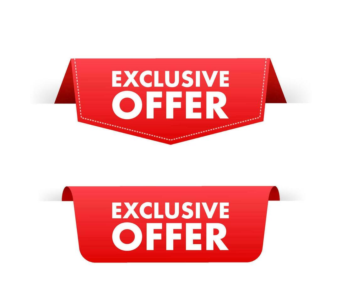 Exclusive offer label, badge. Shop now. Vector stock illustration