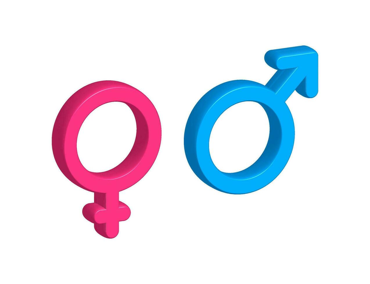 Men and women 3D symbol. Gender icon. Vector stock illustration