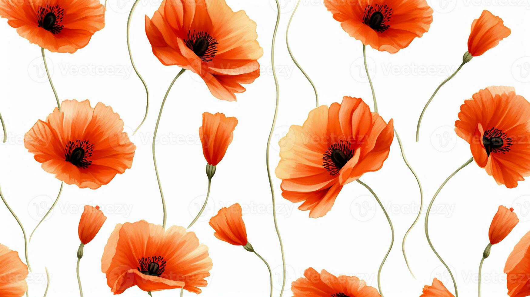 Poppy flower patterned background. Flower texture background. Generative AI photo