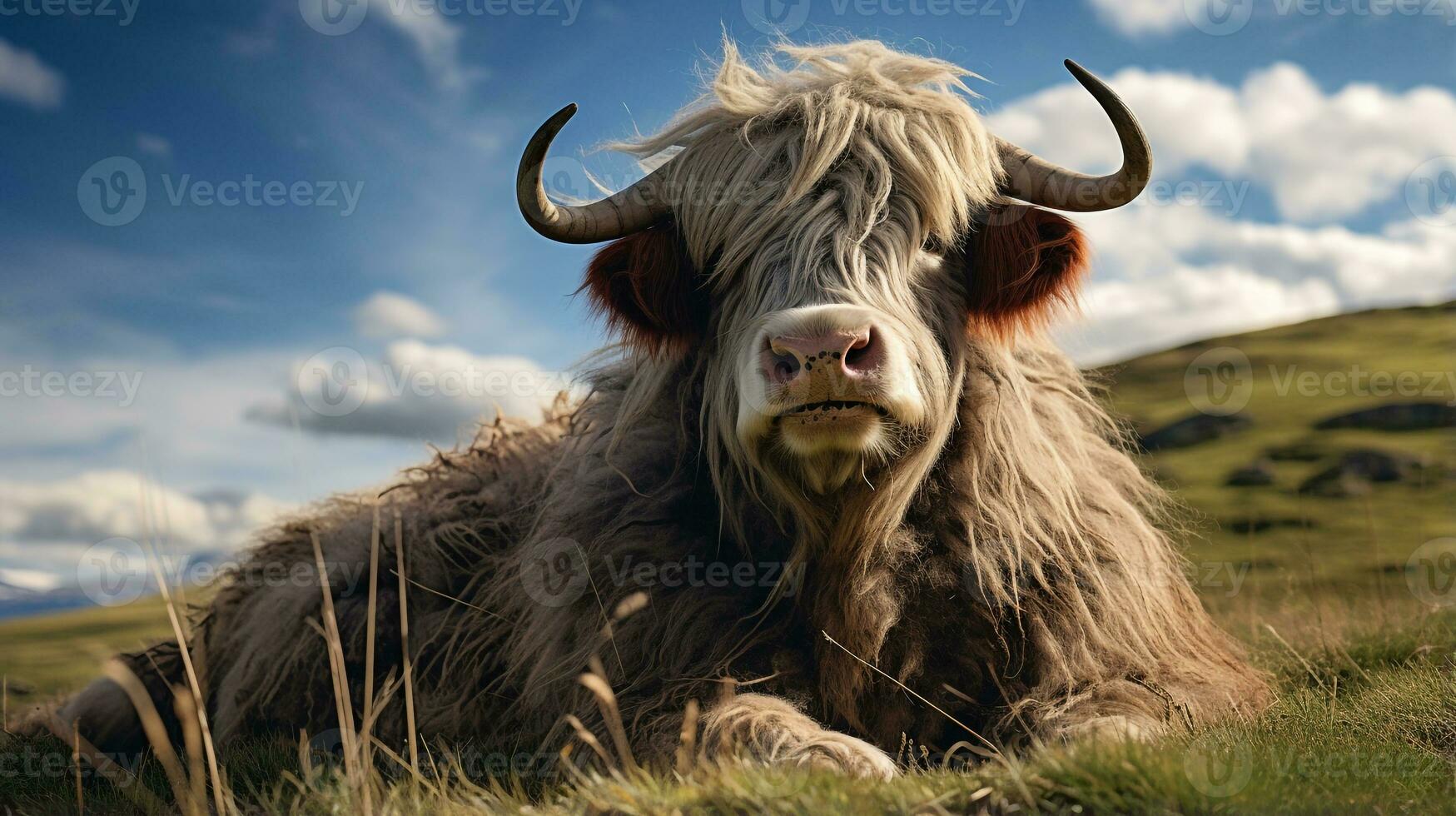 Photo of a Yak in the Farmland. Generative AI