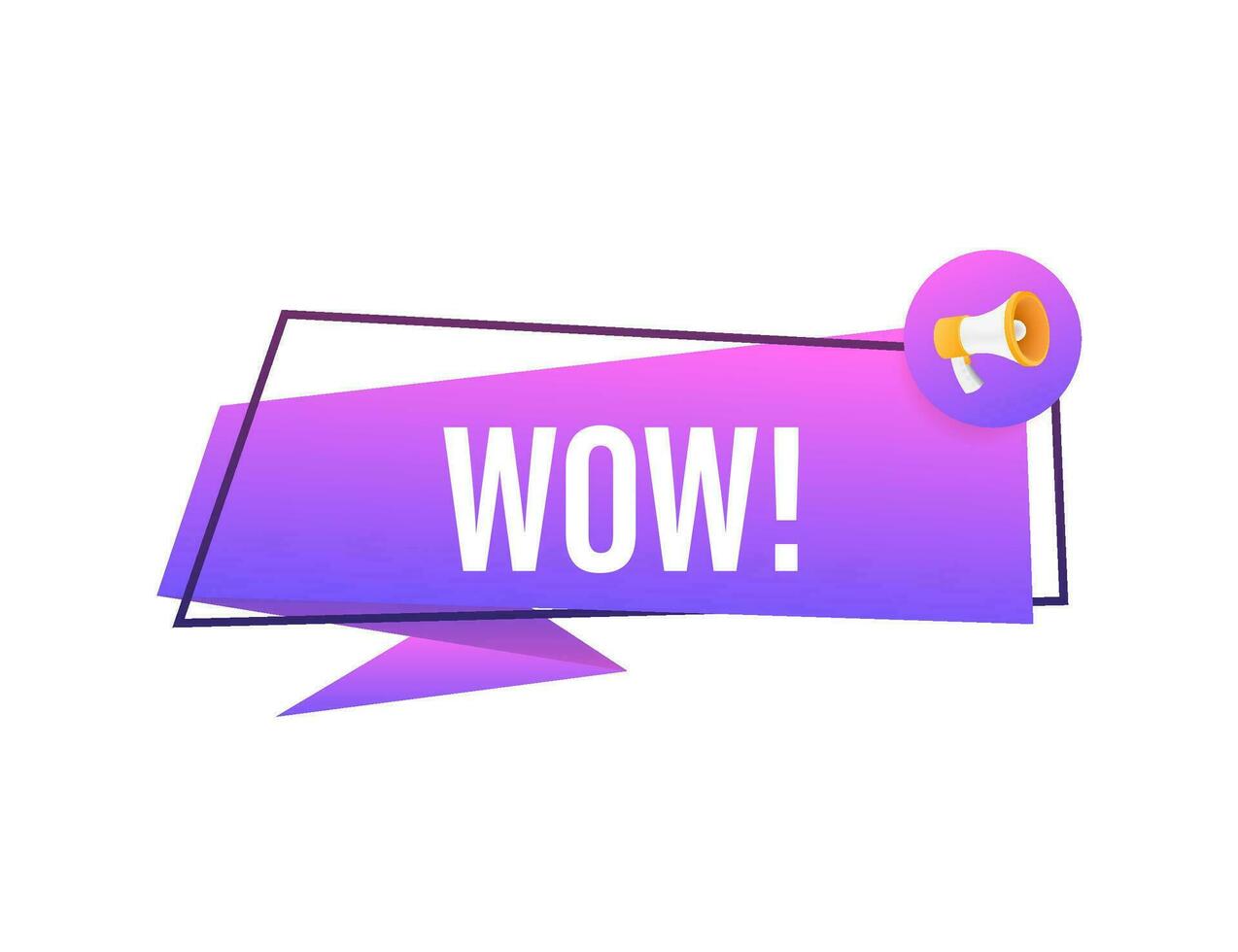 Wow megaphone. Flat vector illustration. Announce promotion offer. People communicate.
