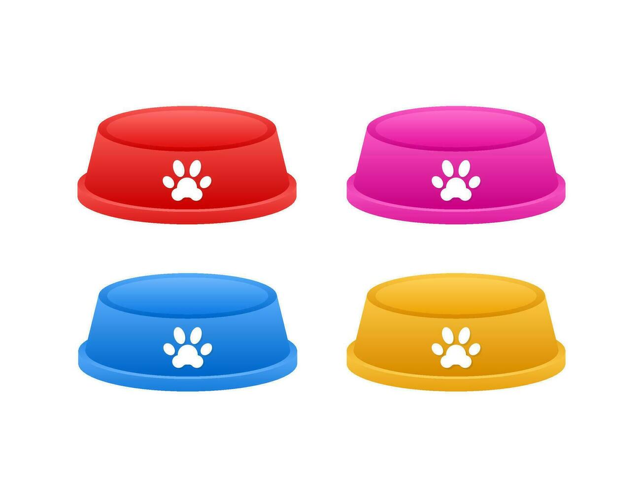 Cartoon pet plate on white backdrop. 3d vector illustration. Pet food bowl.